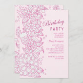 Invitation florale Sketchy (Devant / Derrière)