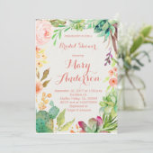 Invitation florale succulente de cactus d'or rose (Debout devant)