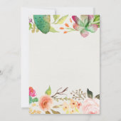 Invitation florale succulente de cactus d'or rose (Dos)