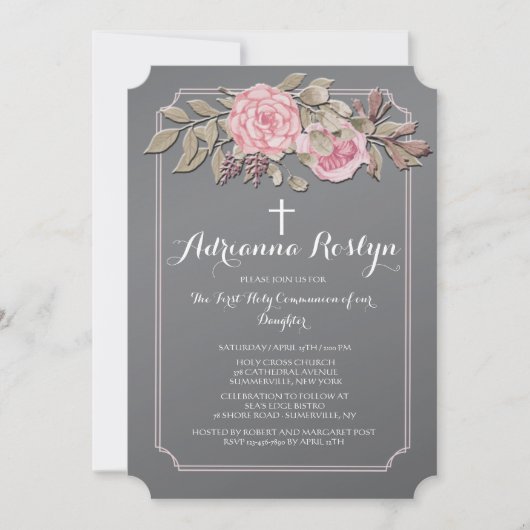 Invitation florale sur tableau noir (Devant)