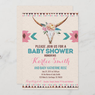 Invitation florale tribale de baby shower de Boho