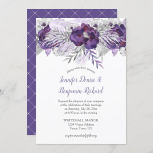 Invitation florale Ultra Violet Lavender Grey