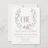 Invitation florale "UN" premier anniversaire (Devant)