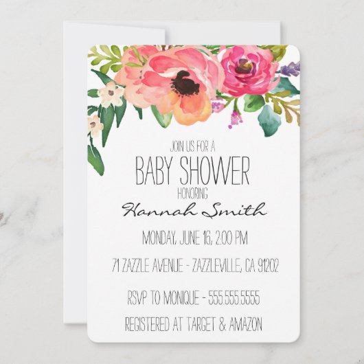 Invitation florale unique de baby shower de Boho (Devant)