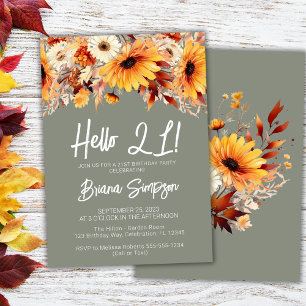Invitation florale verte pour 21 ans d'automne