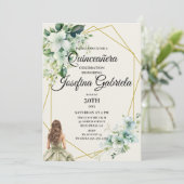 Invitation florale verte pour Quinceañera (Debout devant)