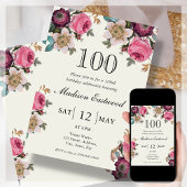 Invitation Florale vintage 100e anniversaire