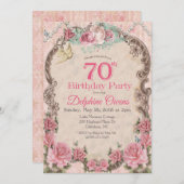 Invitation Florale vintage 70e anniversaire (Devant / Derrière)