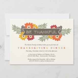 Invitation florale vintage de thanksgiving