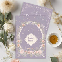 Invitation florale violette et rose capricieuse