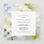 Invitation Florale White Bridal Showeuse (Devant / Derrière)