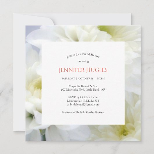 Invitation Florale White Bridal Showeuse (Devant)