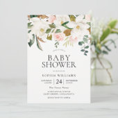 Invitation Florales blanches et blanches Beau Baby shower (Debout devant)