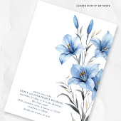 Invitation Florales bleues modernes Superposition photo Code
