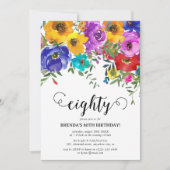 Invitation Florales brillantes et audacieuses 80e anniversair (Devant)
