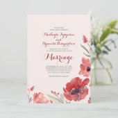 Invitation Florales d'aquarelle Bourgogne Mariage mignon (Debout devant)