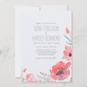 Invitation Florales d'aquarelle rose Wreath Wedding Invite