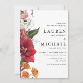 Invitation Florales d'automne avec Mariage Amaryllis rouge (Devant)