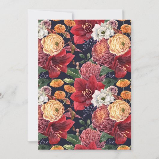 Invitation Florales d'automne avec Mariage Amaryllis rouge (Dos)