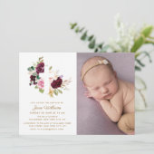 Invitation florales de baies et de broussailles Baptême photo (Debout devant)