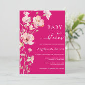 INVITATION FLORALES DE COULEUR D'EAU ROSE VIBRANT (Debout devant)