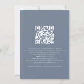 Invitation Florales élégantes QR Code Dusty Blue Mariage (Dos)