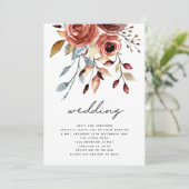 Invitation Florales en terre cuite rustique QR Code Mariage (Debout devant)