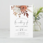 Invitation Florales en terre cuite superposition photo Code Q (Debout devant)