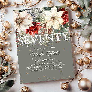 Invitation Florales hivernales festives 70e anniversaire