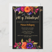 Invitation Florales lumineuses espagnole Black 40e anniversai (Devant)