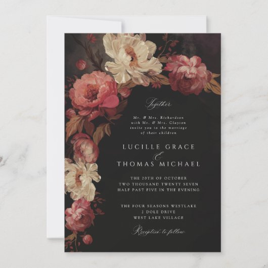 Invitation Florales peintes baroques (Devant)