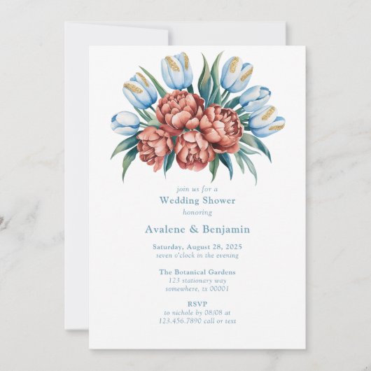 Invitation Florales romantiques : Peonies & Tulips Couples Do (Devant)