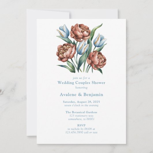 Invitation Florales romantiques : Wedding shower de pivoines (Devant)