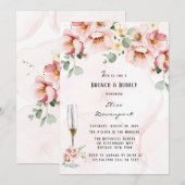 Invitation Florales roses Elégant Eucalyptus Brunch & Bubbly (Devant / Derrière)