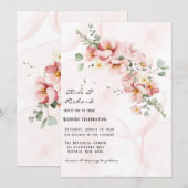 Invitation Florales roses Élégant Mariage d'Eucalyptus (Devant / Derrière)