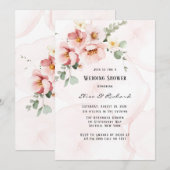 Invitation Florales roses Élégant Wedding shower d'Eucalyptus (Devant / Derrière)