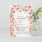 Invitation Florales roses Elégante Fête des mariées Eucalyptu (Debout devant)