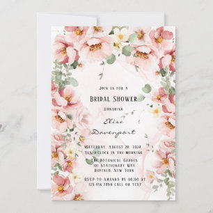 Invitation Florales roses Elégante Fête des mariées Eucalyptu