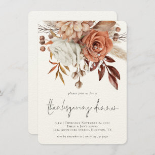 Invitation Florales Rustiques D'Automne Terracotta Thanksgivi