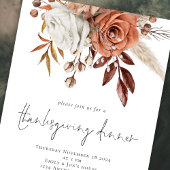 Invitation Florales Rustiques Terracotta Thanksgiving Dîner