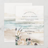 Invitation florales tropicales protéa plage mariage invitatio (Devant / Derrière)
