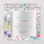 Invitation Florals Argent Papillon Printemps Chinoiserie Gris (Devant / Derrière)