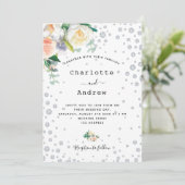 Invitation Florals blanc rose or glamour mariage (Debout devant)