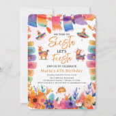 Invitation Florals Mexicain, Pas le temps de Siesta Anniversa (Devant)