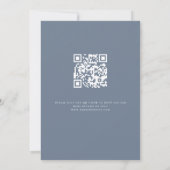Invitation Florals QR Code Dusty Blue Mariage soirée (Dos)