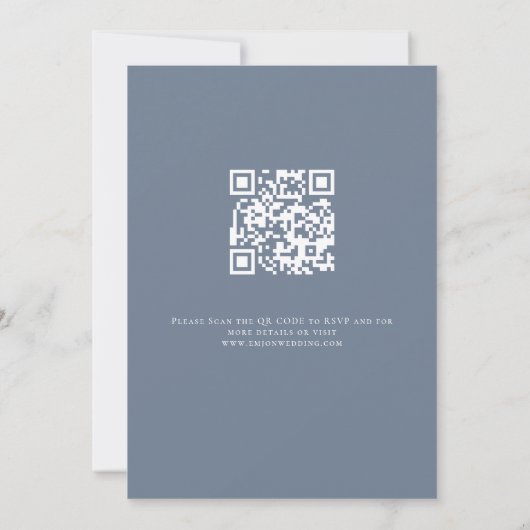Invitation Florals QR Code Dusty Blue Mariage soirée (Dos)