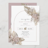 Invitation Florals séchés Baby shower à thème du désert (Devant / Derrière)