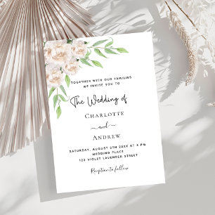 Invitation Floraux blancs mariage luxuriant luxueux