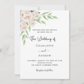 Invitation Floraux blancs verdure code QR RSVP mariage (Devant)