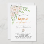 Invitation Floraux blancs verdure Fête des mariées élégante (Devant)